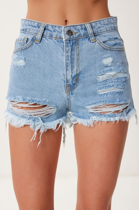 Hohe Taillen Zerstörte Denim-Shorts - Image 5