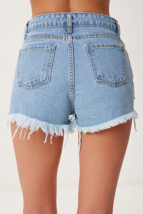 Hohe Taillen Zerstörte Denim-Shorts - Image 6