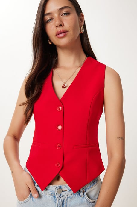 Crop-Button-Weste - Image 1