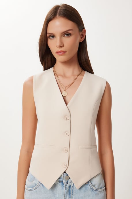 Crop-Button-Weste - Image 4