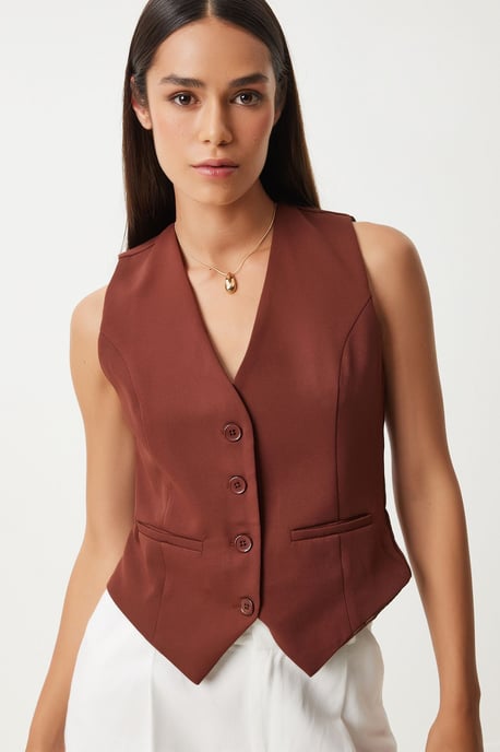 Crop-Button-Weste - Image 1
