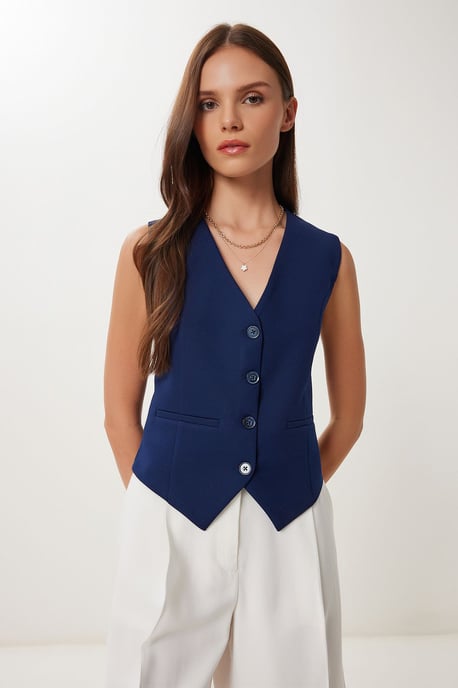 Crop-Button-Weste - Image 1