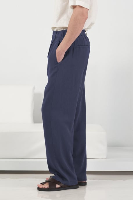 Elastischer Taillenstraigh Leg gefaltete Hose - Image 3