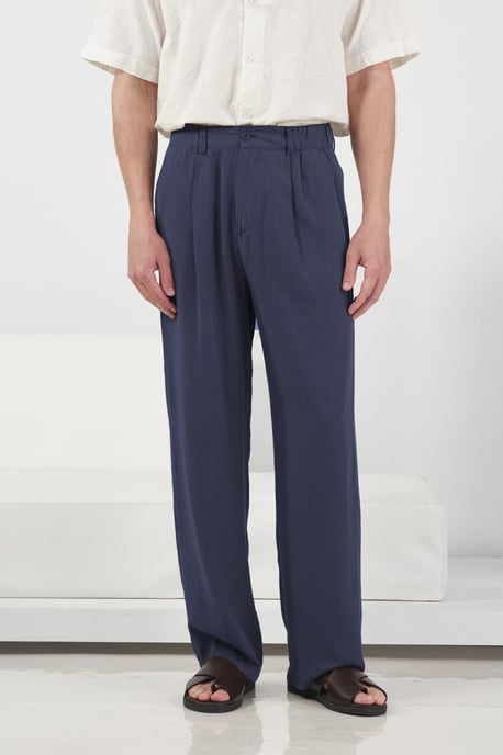 Elastischer Taillenstraigh Leg gefaltete Hose - Image 4