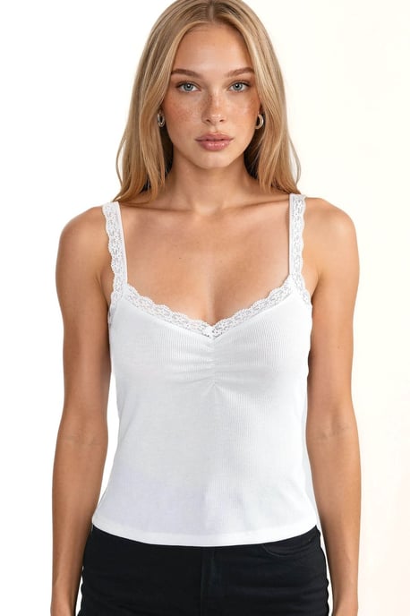 V-Ausschnitt Spitzen-Detail Tanktop - Image 1