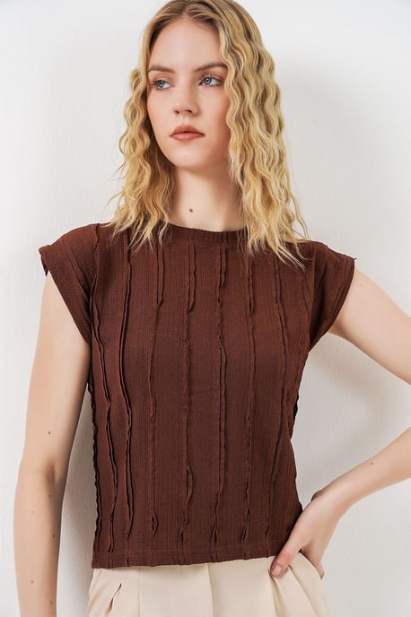 Strukturierte Ripp-Strick-Bluse - Image 3