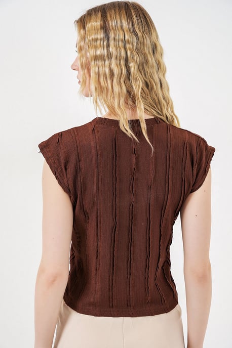 Strukturierte Ripp-Strick-Bluse - Image 5