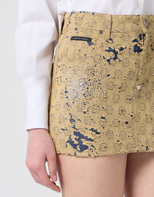 Jacquard Mini Skirt Monogram Crystal - Image 3