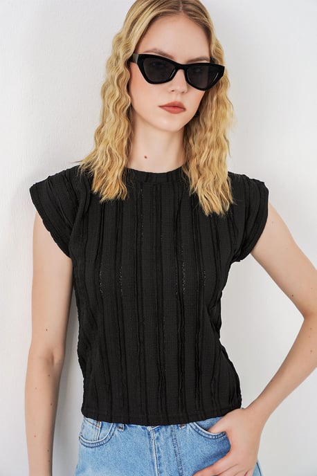 Strukturiertes Ripp-Pullover-Bluse - Image 1