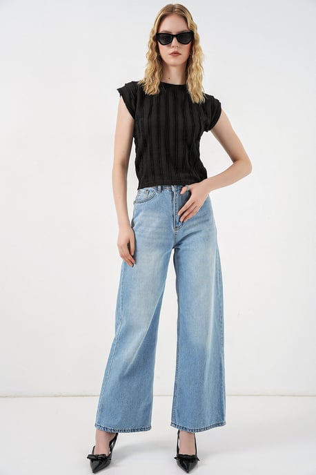 Strukturiertes Ripp-Pullover-Bluse - Image 2