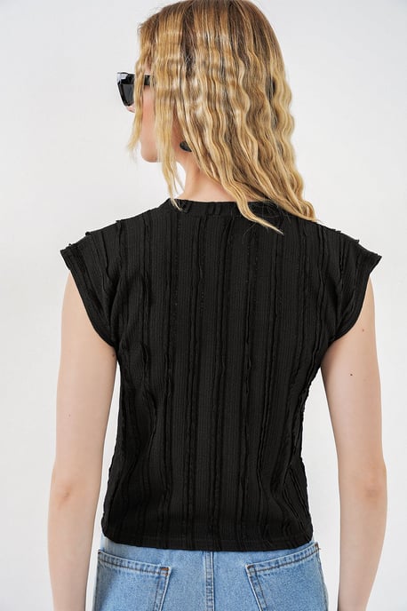 Strukturiertes Ripp-Pullover-Bluse - Image 5