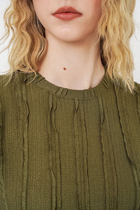Strukturierte Ripp-Optik Pull-On Bluse - Image 4