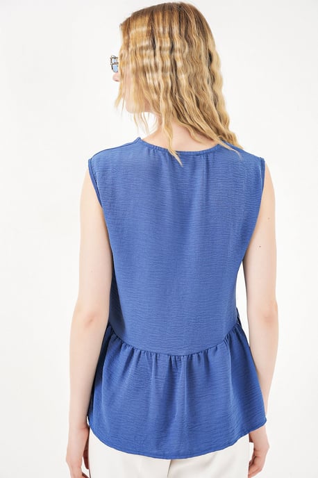 V-Ausschnitt Knopflose Ärmellose Bluse - Image 6