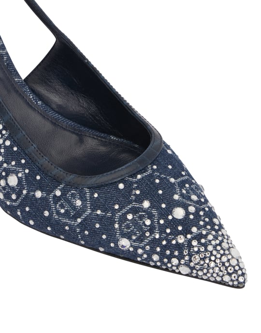 Denim Mid Heels Slingbacks Monogram Strass - Image 2