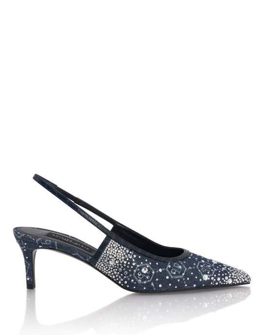 Denim Mid Heels Slingbacks Monogram Strass - Image 5