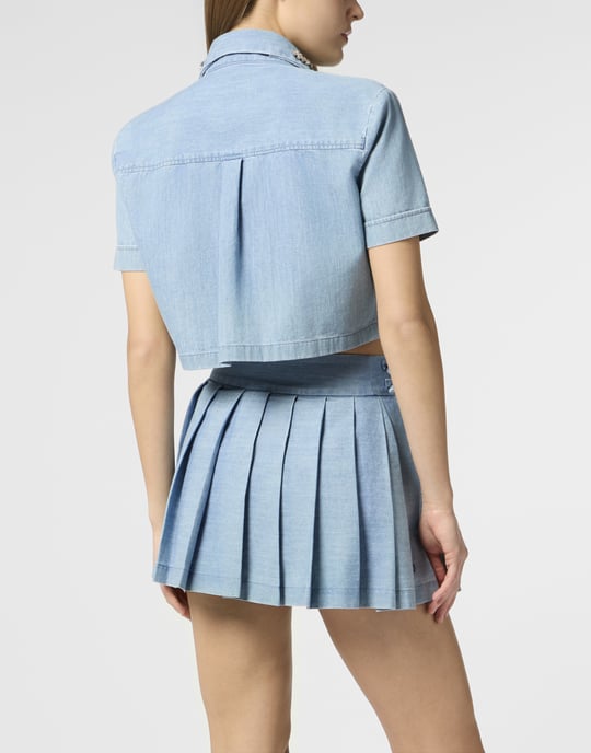 Chambray Cropped Shirt Crystals - Image 5