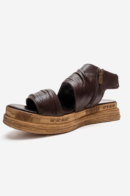 Lunas Leder Side-Zip Flach Absatz Sandale - Image 6