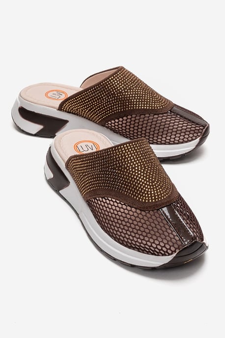 GLEA Mesh Strass Pantoletten Damen - Image 1