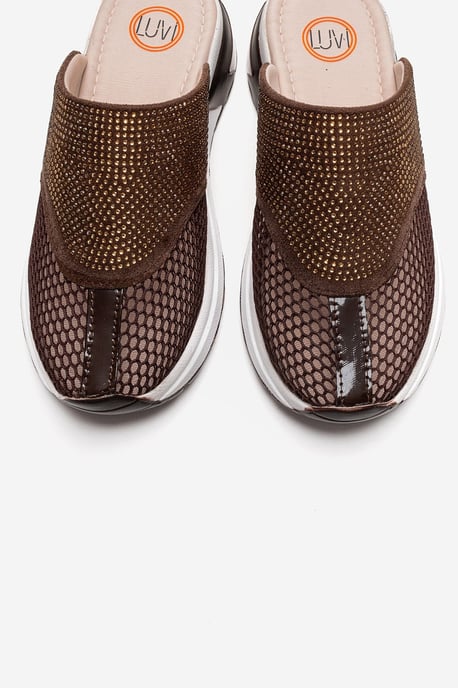 GLEA Mesh Strass Pantoletten Damen - Image 2
