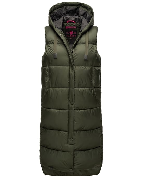 Marikoo Damen Winterweste Sayorii – lang, warm & mit Kapuze - Image 1