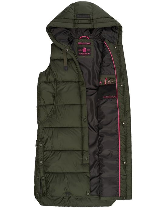 Marikoo Damen Winterweste Sayorii – lang, warm & mit Kapuze - Image 5