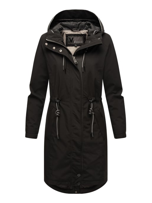Marikoo lange Damen Übergangsjacke mit Teddyfutter & Kapuze – Megumii - Image 1
