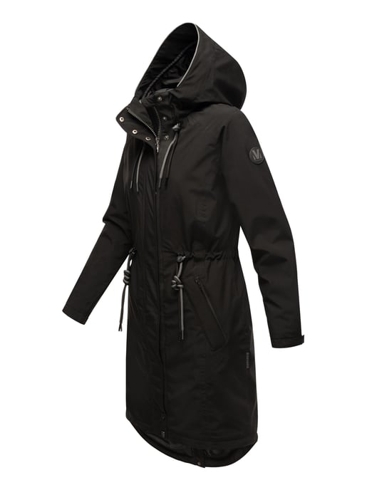 Marikoo lange Damen Übergangsjacke mit Teddyfutter & Kapuze – Megumii - Image 3