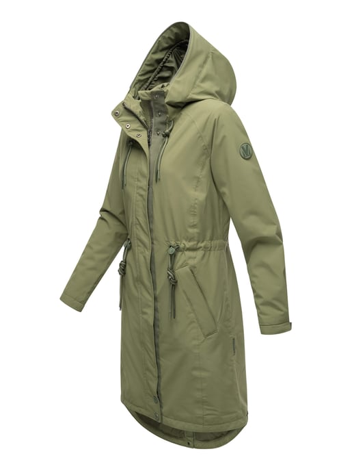 Marikoo lange Damen Übergangsjacke mit Teddyfutter & Kapuze – Megumii - Image 3