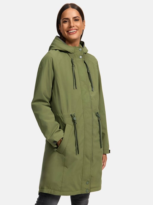 Marikoo lange Damen Übergangsjacke mit Teddyfutter & Kapuze – Megumii - Image 6