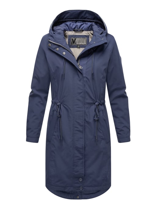 Marikoo lange Damen Übergangsjacke mit Teddyfutter & Kapuze – Megumii - Image 1