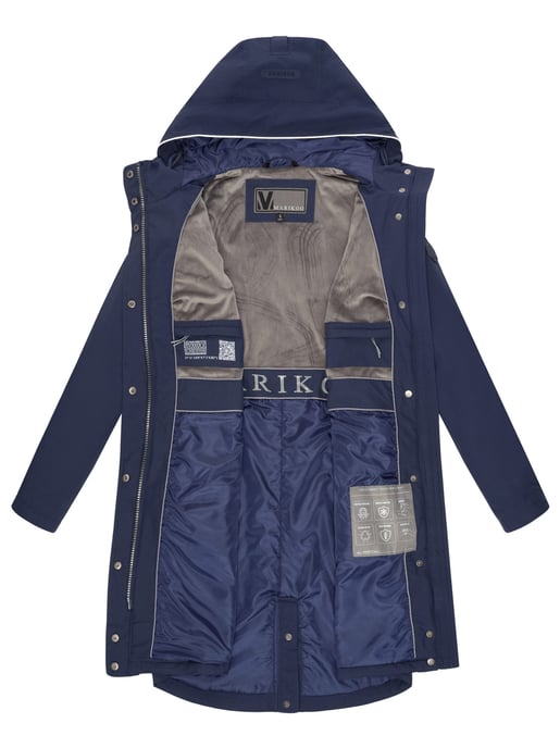 Marikoo lange Damen Übergangsjacke mit Teddyfutter & Kapuze – Megumii - Image 5