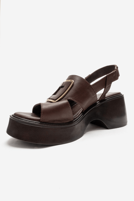 Lucia Leder Schnalle Plateau Sandale - Image 6
