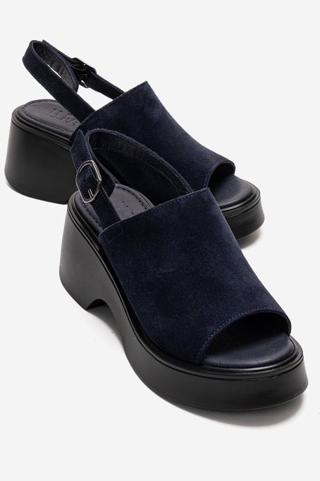 Power Leder Plateau Keilabsatz Sandalen (Women) - Image 1