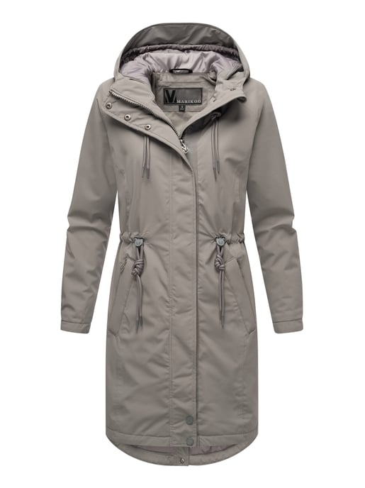 Marikoo lange Damen Übergangsjacke mit Teddyfutter & Kapuze – Megumii - Image 1