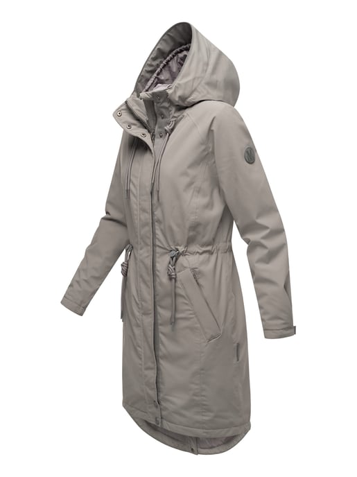 Marikoo lange Damen Übergangsjacke mit Teddyfutter & Kapuze – Megumii - Image 3