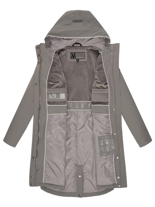 Marikoo lange Damen Übergangsjacke mit Teddyfutter & Kapuze – Megumii - Image 5