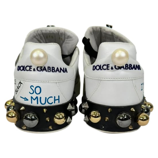 Dolce & Gabbana Bedruckte Portofino Sneaker aus weißem Leder - Image 3