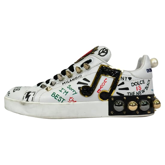Dolce & Gabbana Bedruckte Portofino Sneaker aus weißem Leder - Image 4