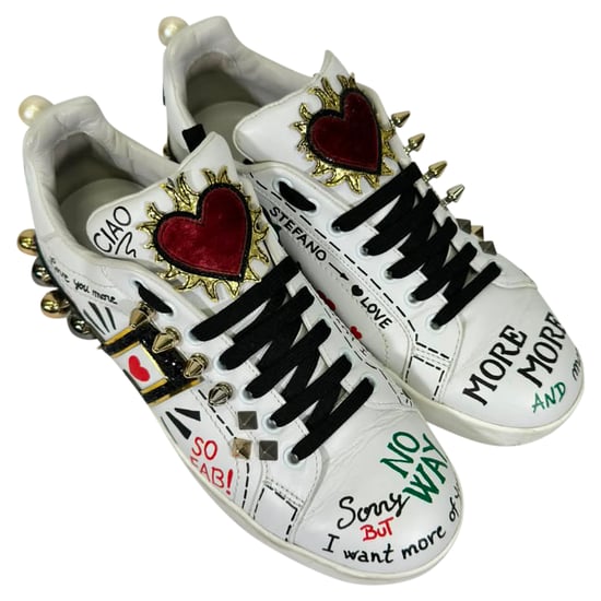 Dolce & Gabbana Bedruckte Portofino Sneaker aus weißem Leder - Image 6