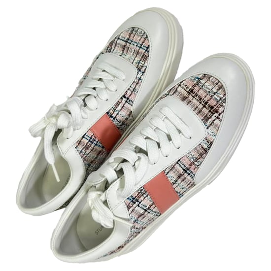 Stuart Weitzman Tweed Akzent Sneaker in mehrfarbigem Leder - Image 3