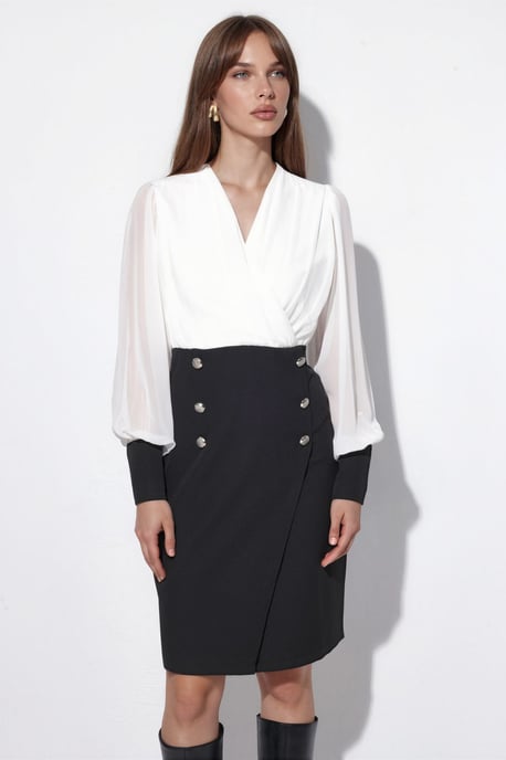 V-Ausschnitt Midi-Kleid mit Knopfdetails - Image 4