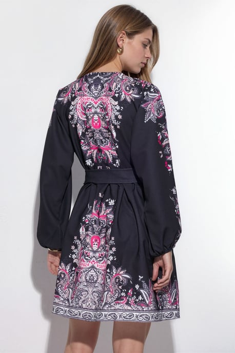 Kleid mit Gürtel und V-Ausschnitt im Paisleymuster - Image 3