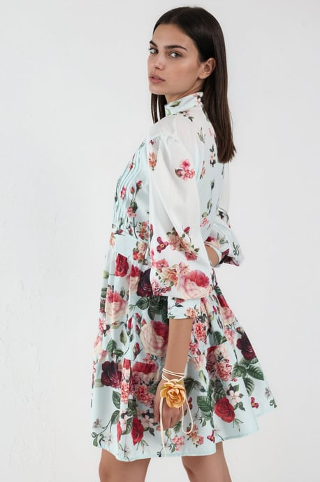 Bedrucktes Langarm-A-Linien-Minikleid - Image 2