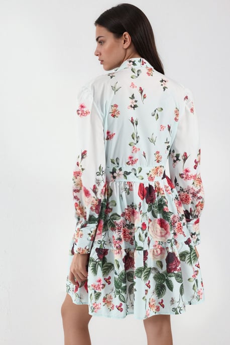 Bedrucktes Langarm-A-Linien-Minikleid - Image 3