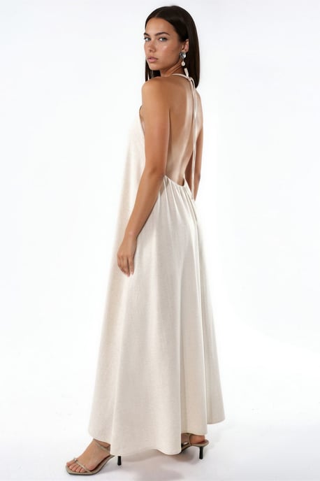 Leinenmischung Neckholder-Maxikleid - Image 4