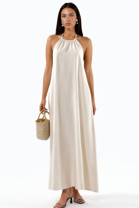 Leinenmischung Neckholder-Maxikleid - Image 6