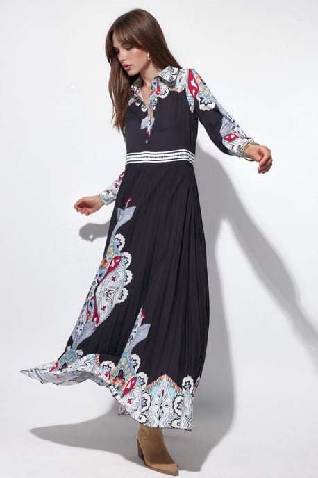 Gemustertes langes gewebtes Maxikleid - Image 2