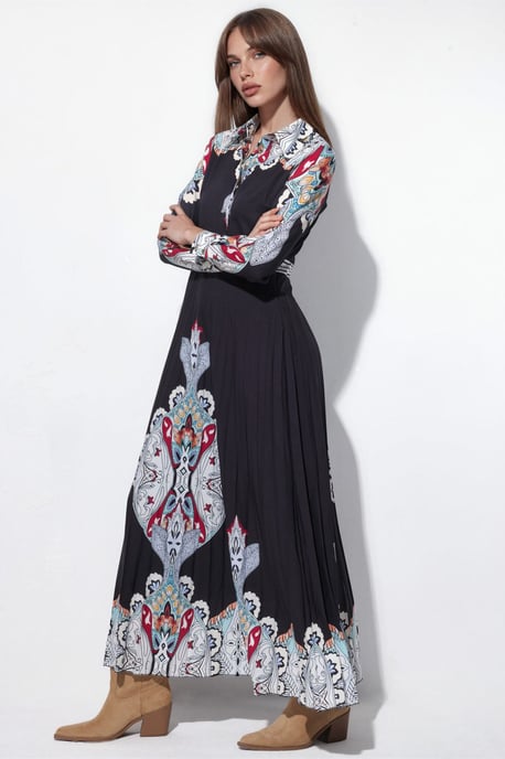 Gemustertes langes gewebtes Maxikleid - Image 3
