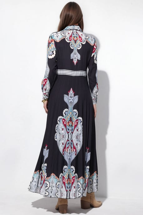 Gemustertes langes gewebtes Maxikleid - Image 4