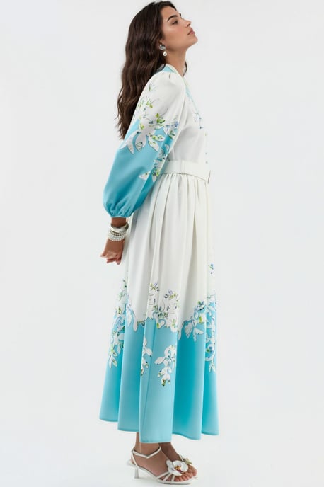 Blumen-Maxi-Kleid mit V-Ausschnitt und Knopfdetails - Image 3